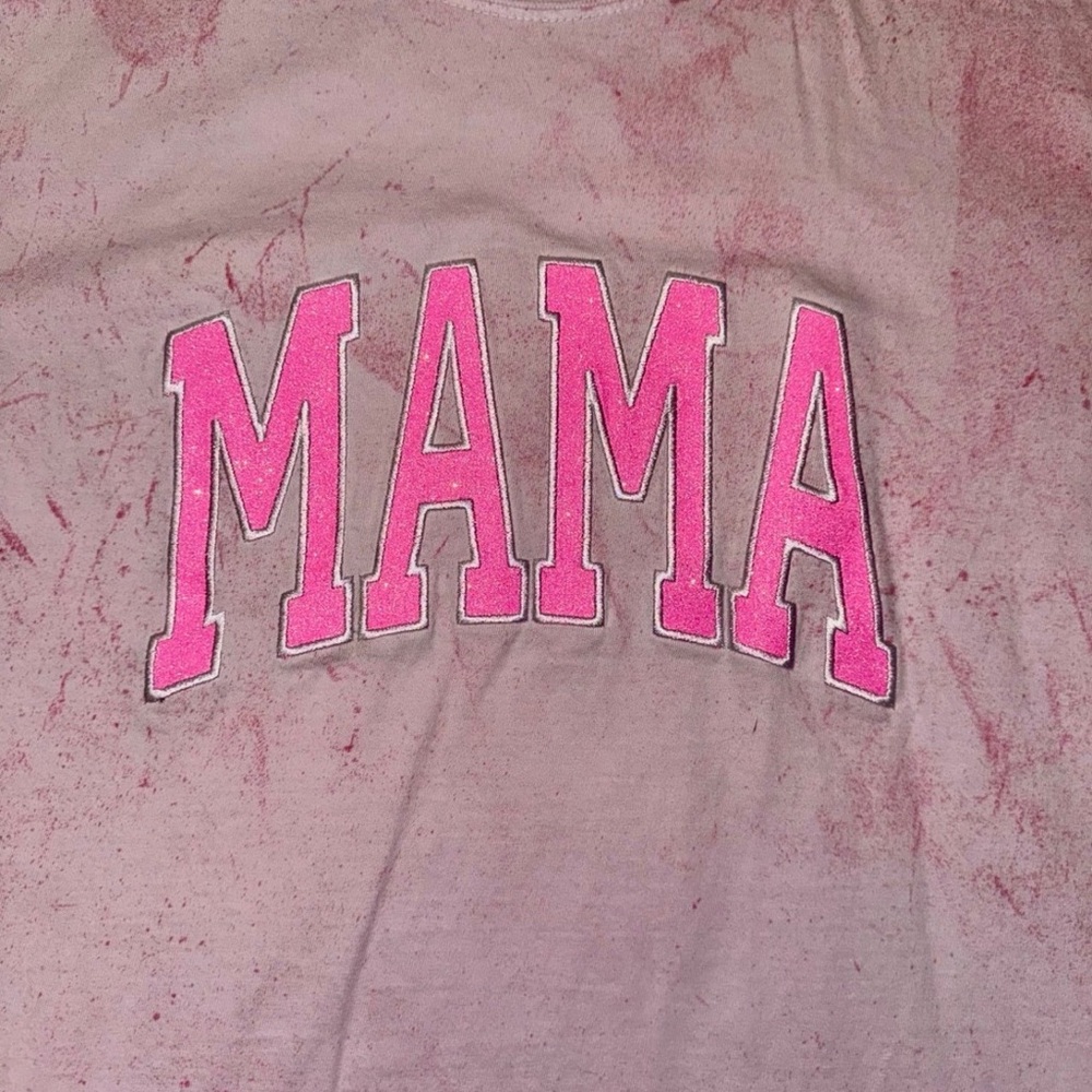 Pink 'MAMA' Glitter Graphic Tee Comfort Colors Large
